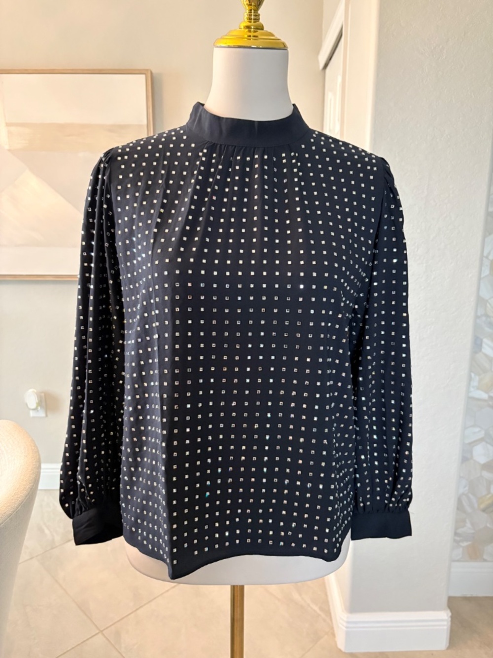 NWT Ann Taylor Embellished Mock neck blouse